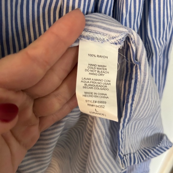 Ambiance Blue and White Striped rayon - Picture 2 of 2